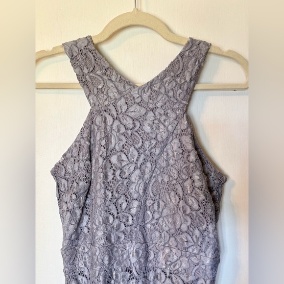 Sam Edelman NWT Cross Neck Lace Sleeveless Midi Dress in Grey- Size 2 - Picture 3 of 6